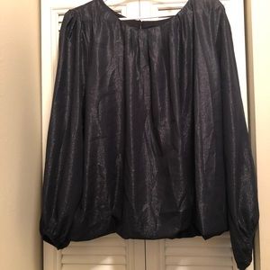 Prologue Long Sleeve Pleated Blouse-Bubble Hem